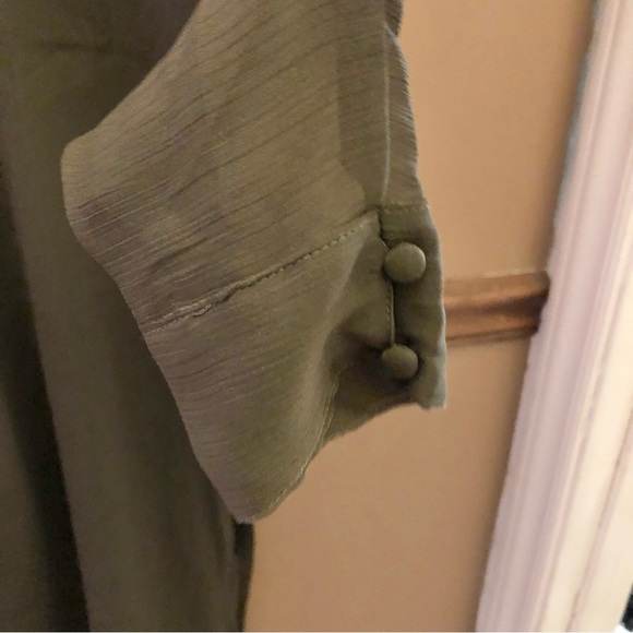 ASOS Design Long Sleeve V Neck Faux Wrap MIDI Dress Olive Green 4 - Picture 5 of 10